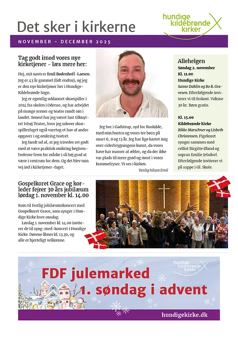 Bladforside med foto og tekst på ny kirketjener