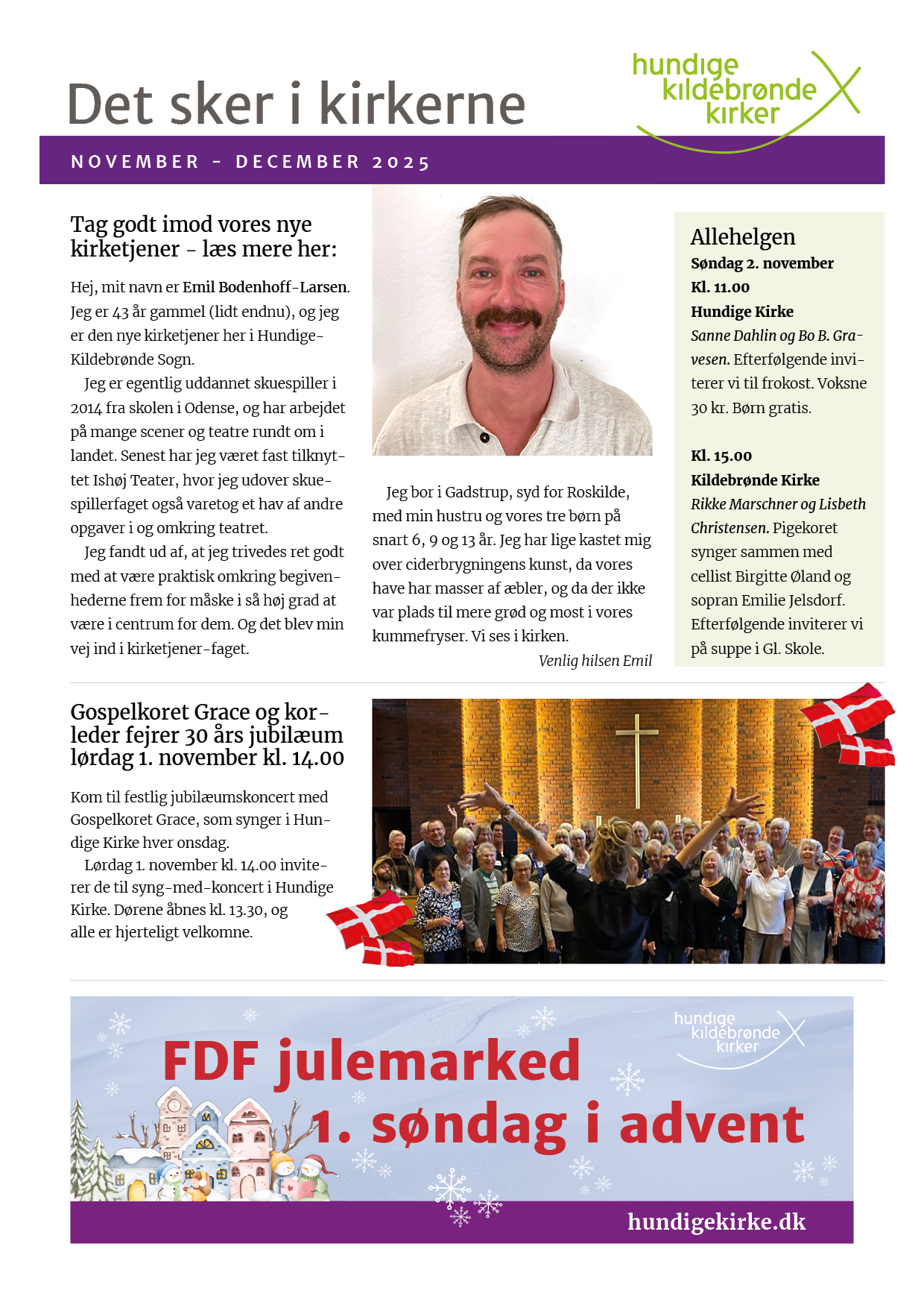 Bladforside med foto og tekst på ny kirketjener