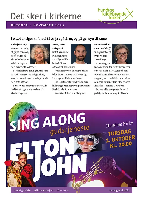 Bladforside med info om Sing Along og juleaften