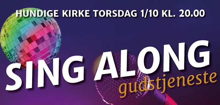 Annonce for Sing Along med diskokugle og mikrofon